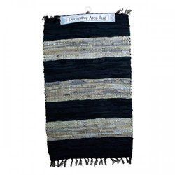 Wide Stripe Leather Chindi Rug (pack of 2)