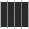 4-Panel Room Divider Black 78.7"x78.7" Fabric