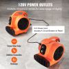 VEVOR Floor Blower, 1/4 HP, 1000 CFM Air Mover for Drying and Cooling, Portable Carpet Dryer Fan with 4 Blowing Angles and Time Function, for Janitori